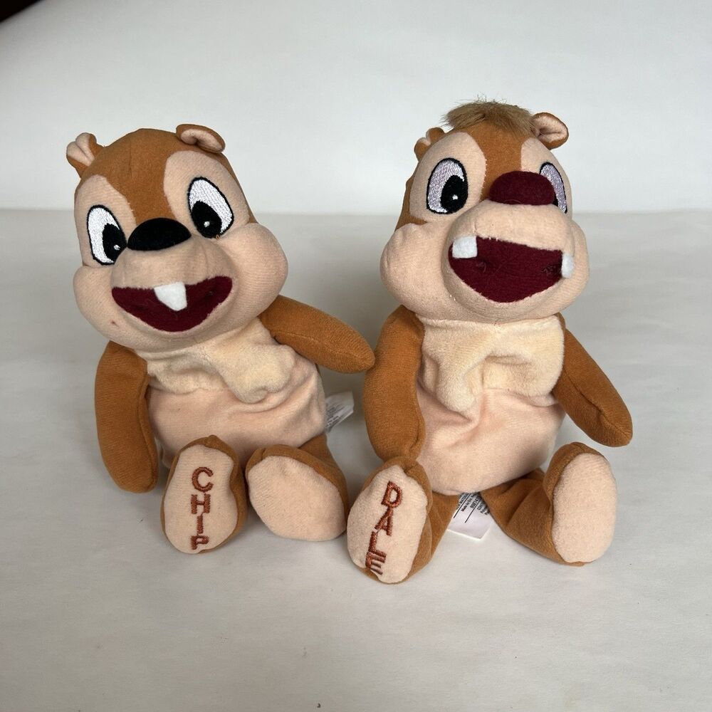 Disney Chip & Dale Chipmunks Plush Beanbag Plush Stuffed Animal VTG 90s Toy